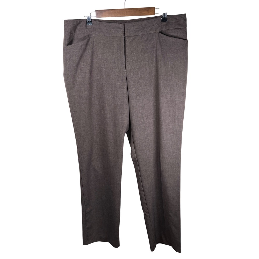 Worthington Women's Modern Fit Dress Pants Size 16 Brown Straight Leg Mid Rise